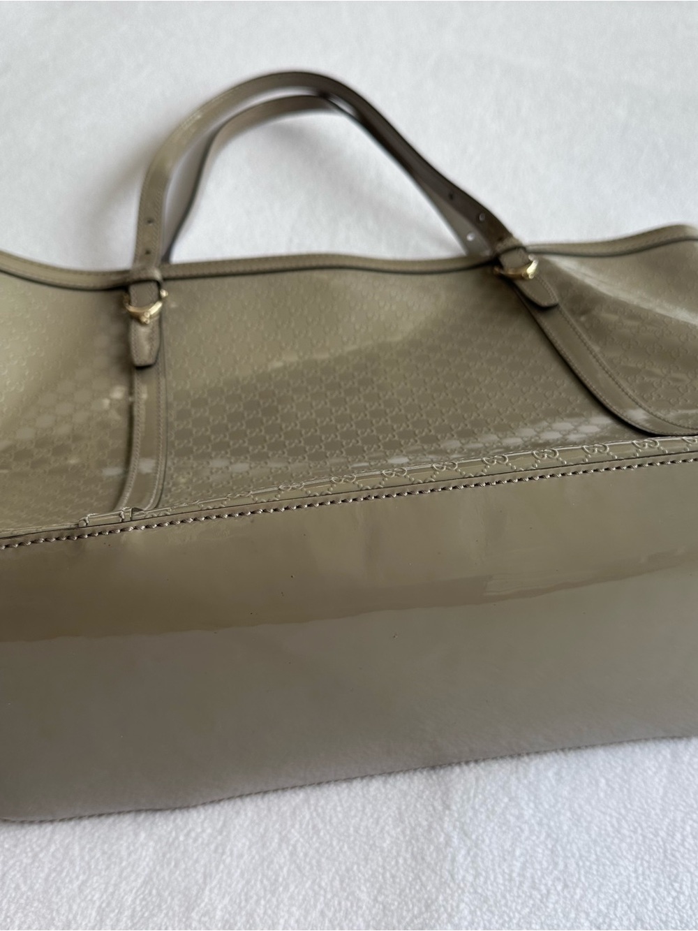 Gucci Patent Monogram Tote in Taupe - Picture 8 of 8